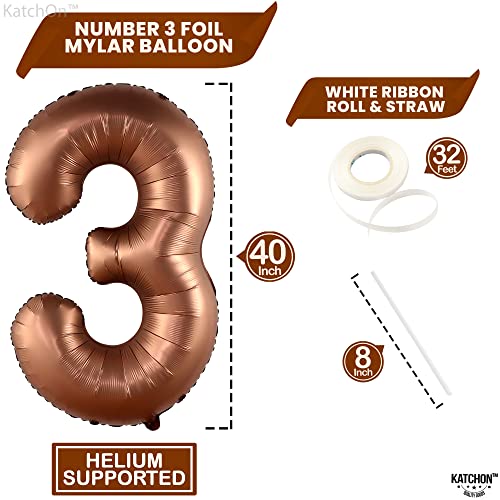 Image of KatchOn Coffee Brown Number 3 Balloon 40 Inch