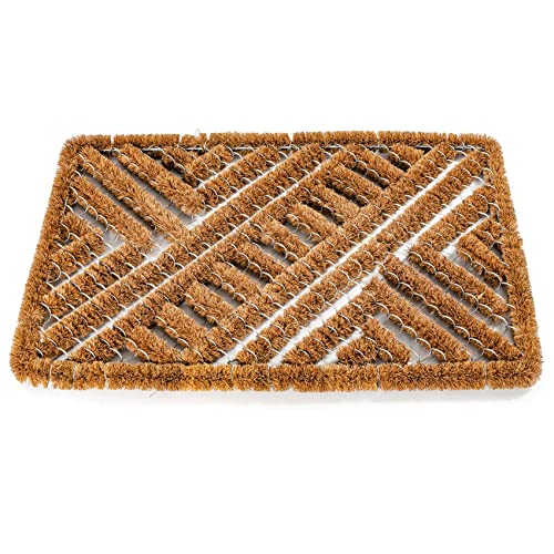 ANRO Felpudo de fibra de coco con rejilla de alambre para exteriores, antideslizante, natural, 40 x 60 cm Cover