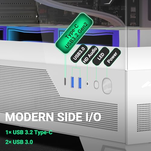 Image of SAMA V43 ATX Gaming PC Case, 6xARGB Infinity Mirror Fans + PWM Hub Included, High Airflow, USB 3.2 Gen2x2 Type-C, Supports 360mm Radiator, 427mm GPU, Tempered Glass White