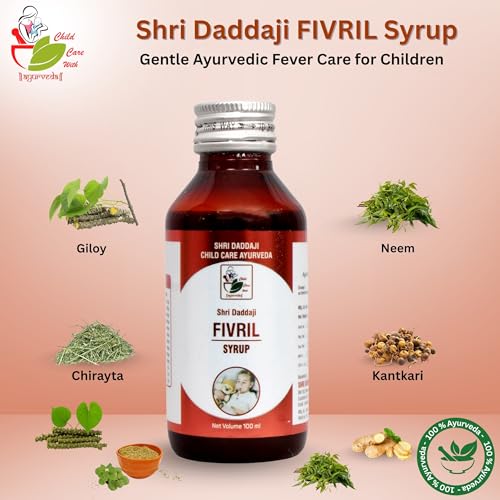 Shri Daddaji FIVRIL Syrup 100 ml | Ayurvedic Fever & Immunity Support Syrup for Children | Helps in Viral Fever, Cold & Body Ache | Natural Immune Support | GMP Certified - Image 2 thumbnail