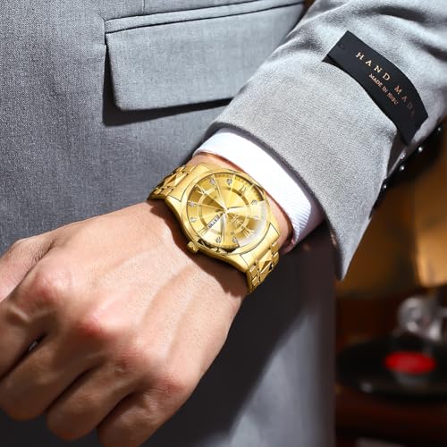 Image of OPK Watches for Men Diamond Roman Analog Mens Watches Waterproof Large Stainless Steel Men Wrist Watch Business Father Gift Watch Blue