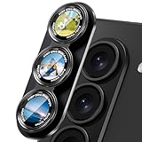 CACOE Camera Lens Protector for Z Fold 7 - Metal Frame Tempered Glass Cover, [Anti-Scratch] [Drop-Proof][Strong-Adhesion] Camera Screen Cover for Samsung Galaxy Z Fold 7 5G Accessories(Glossy Black)