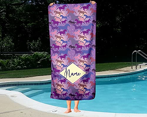 Personalized Galaxy Horse Polycotton Towel For Kids - Custom Western Horses Theme Towels For The Beach Bath Bathroom Or Kitchen - Adults Kid Boys Girls (Bath Towel 60"X30") #TOP1