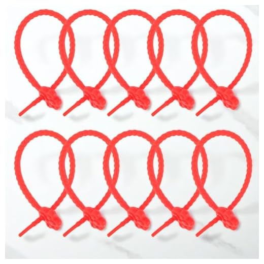 Generic 10 Pcs Cable Tie Releasable Cat Paw Cable Ties Silicone Red 8.66 Inch