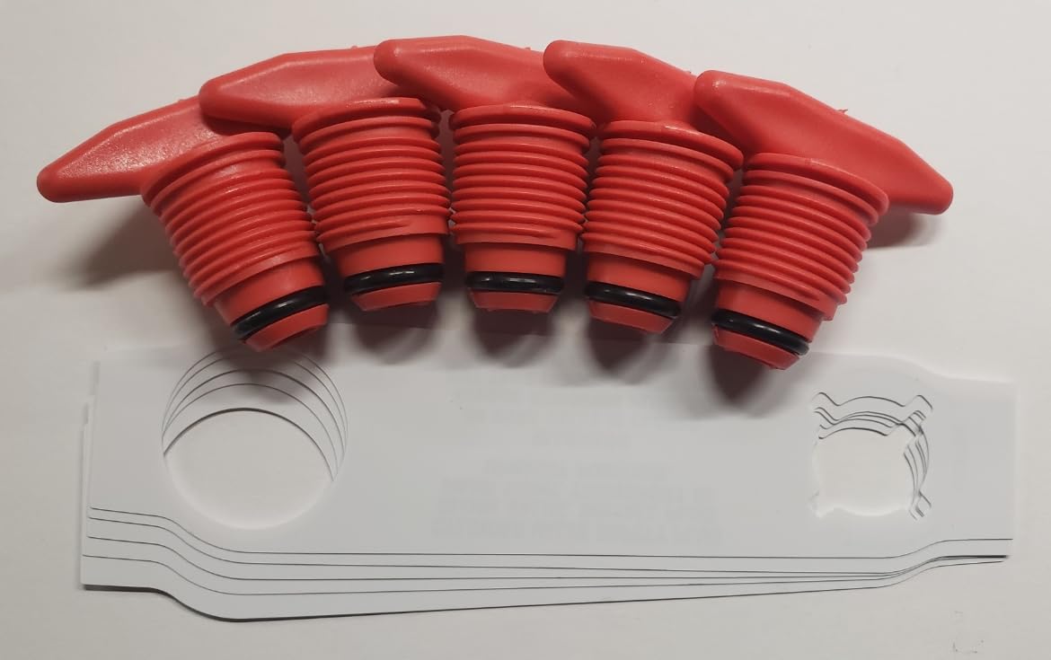 Hart's Hearth & Homestead Propane (LP) Tank/Cylinder Valve Safety Plugs, POL with inside, left hand threads *Made in USA* (10, Red)