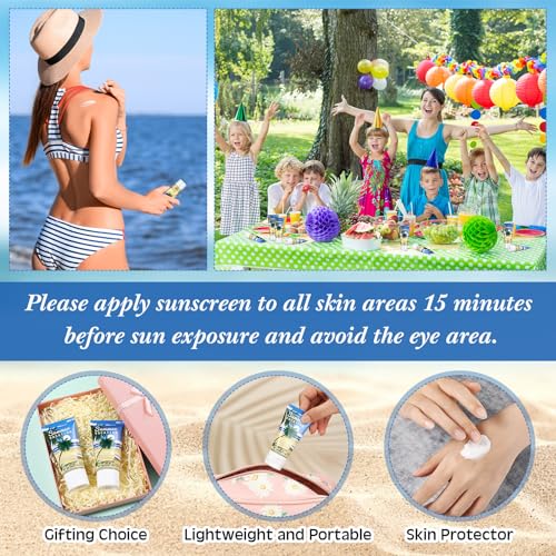 Image of 12 Pcs Mini Sunscreen Bulk for Summer Travel Size Spf 30 Water Resistant Sunscreen Lotion Bulk for Thank You Gifts Hawaiian Wedding Bridal Party Favors for Pool Wedding(Summer Vacation)