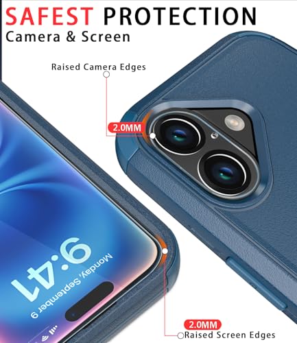 Image of Diverbox for iPhone 16 Case [Shockproof] [Dropproof] [Tempered Glass Screen Protector + Camera Protectors] Heavy Duty Protection Phone Case Cover for Apple iPhone 16 (Blue)