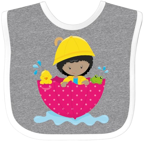 inktastic African American Girl, Raincoat, Umbrella, Frog, Duck Baby Bib