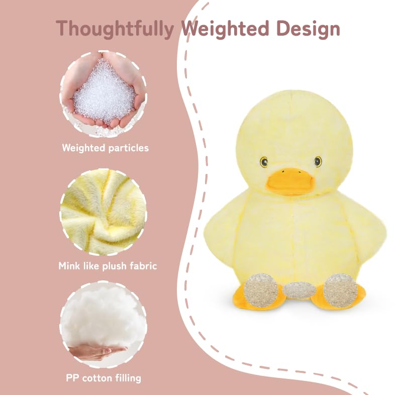 Image of Niuniu Daddy Weighted Stuffed Animals, 14 in 3.5 lbs, Duck Plush for Kids | Heavy sensory lap pad, lying body pillow for sleeping, machine wash, huggable plushies, soothing gift for kids and adults