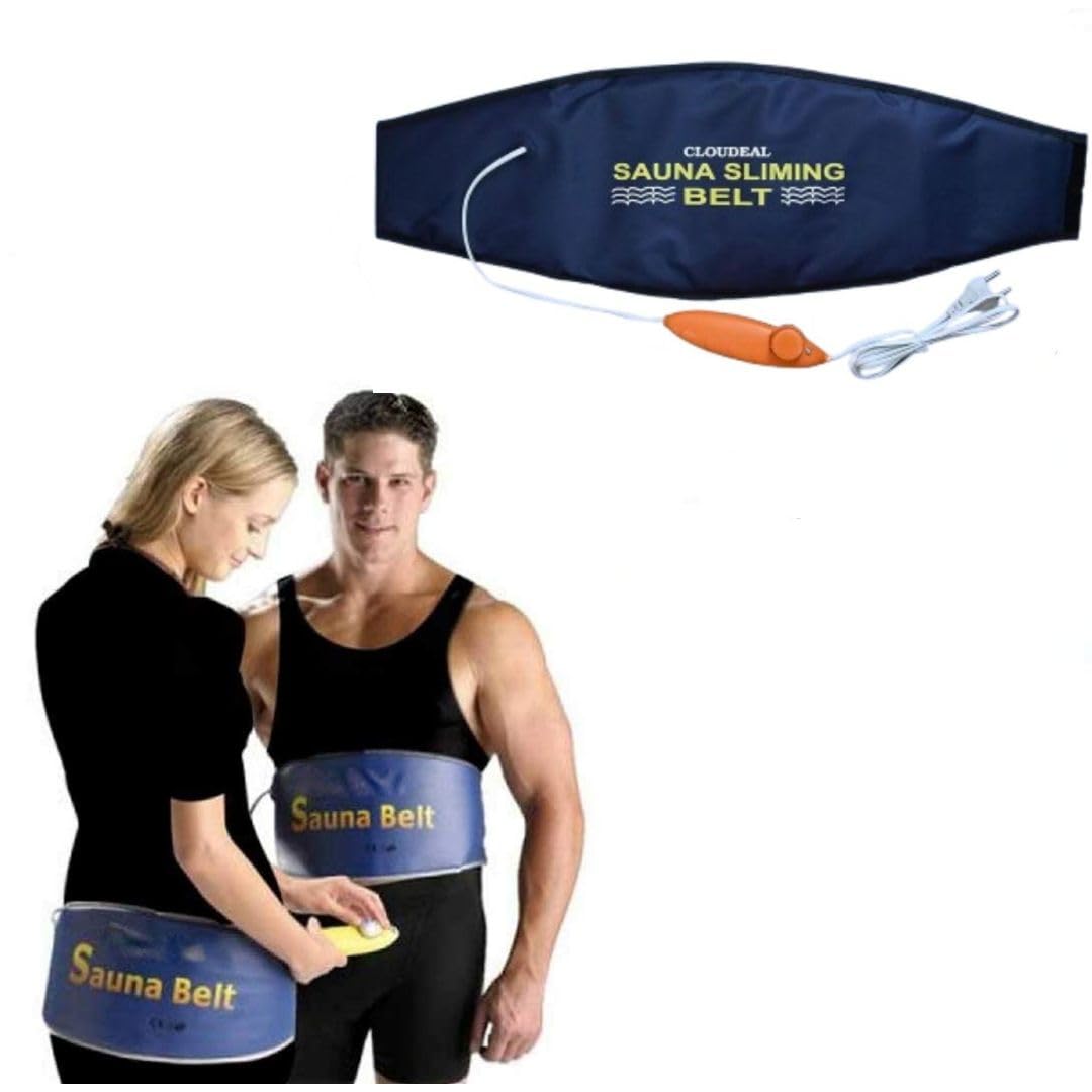 Sauna Belt Blue 2in1 Adjustable Slimming Belt for Belly Fat Reduction, Waist Shaper & Body Contouring, Thermal Heat Therapy for Weight Loss Convenient and Comfortable Home Use, Unisex