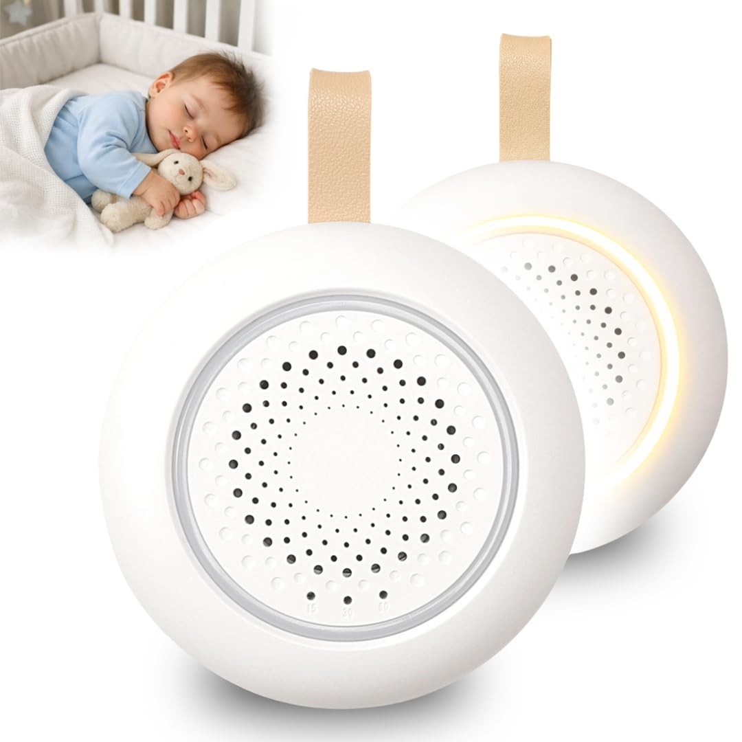 Ruido Blanco Bebé, Máquina Portátil con Música Relajante para Dormir, Luz Nocturna Regulable, Sonidos Calmantes, Temporizador, Recargable USB, Ideal para Cuna, Carrito y Viajes