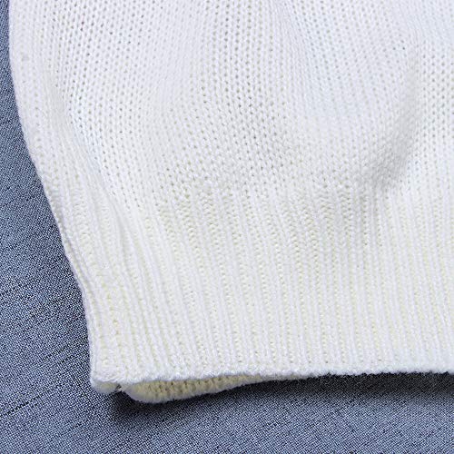 Cogild Women's Pullover Sweater Long Sleeve Crewneck Cable Knit Heart Cute Sweater Beige - Image 7