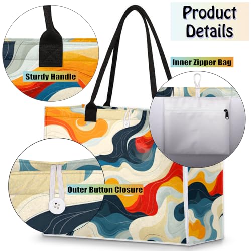 Abstract Colored Cloud Tote Bag for Women Large Beach Bag Reusable Tote Bags for Work Travel Beach Shopping4