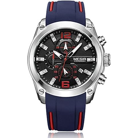 MEGIR Men Stylish Casual Army Military Chronograph Business Date Sport Work Quartz Wrist Watches Cover