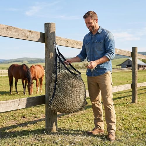 Sac à foin pour chevaux en lot de 4 filets alimentation lente 90x80cm