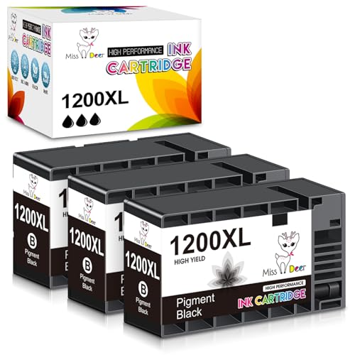 Image of Miss Deer 1200XL Black Ink Cartridges Compatible for Canon PGI-1200XL PGI 1200 XL,Work for Canon Maxify MB2720 MB2050 MB2350 MB2320 MB2020 MB2120,3-Pack