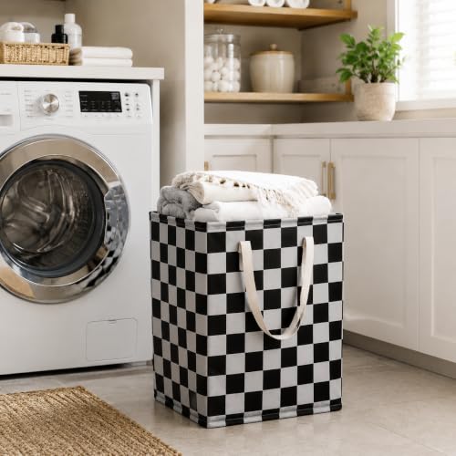 Image of MAIZMZ 3 Pack Racing Checkered Storage Bins, 14.6 inchx12.6 inchx19.7 inch Waterproof Linen Laundry Baskets with Handles for Boys Room, Gifts