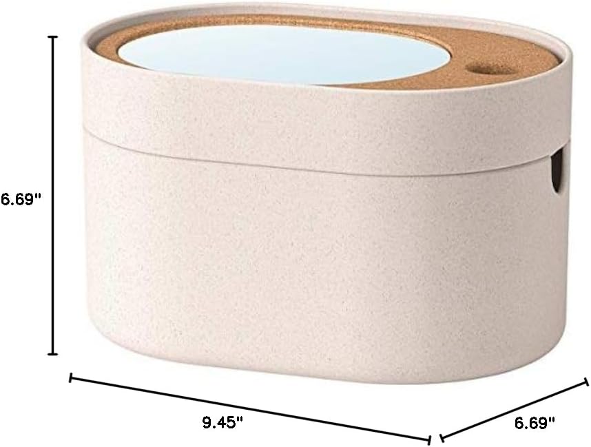 SAXBORGA Storage box with mirror lid, plastic cork, 24x17 cm for home & office use. Interior organisers. Bathroom accessories. Small storage & organisers. Storage & organisation. Environment friendly.