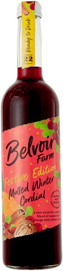 Belvoir Farm Mulled Winter Cordial - Real Fruit Juices with Cinnamon & Nutmeg Extract | Traditional Family Recipe | 100% Natural Ingredients | Suitable for Vegetarians & Vegans - 6 x 500ml Bottles