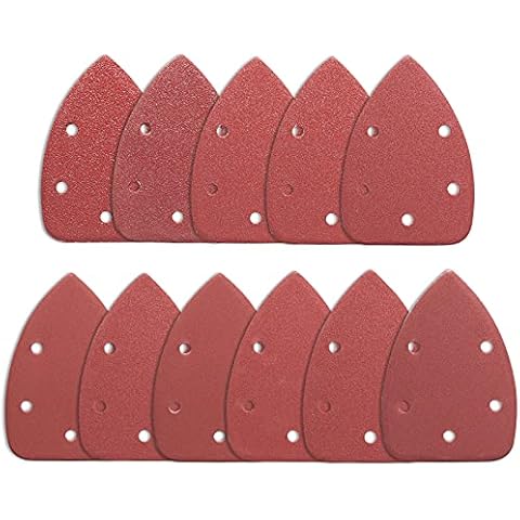 STEBRUAM Mouse Sander Pad, Palm Sander Pads Mouse Detail Sander Sandpaper Hook and Loop Sanding Sheets Assorted 40 60 80 100 120 180 240 320 400 600 800 Grits 5 Holes Black and Decker Sander Pads Cover