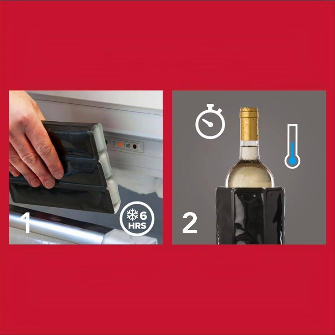 Vacu Vin Refroidisseur Actif Mini Noir - Refroidit Rapide, Maintient Température Basse - Polyvalent Bière et Vin