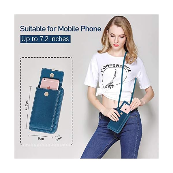 HUANLANG Small Crossbody Phone Bags for Women Leather Cell Phone Purse Wallet With Shoulder Strap RFID Blocking Ladies Shoulder Bag Credit Card Slots Lightweight Crossbody for Phone Bag and Wallet - Image 3