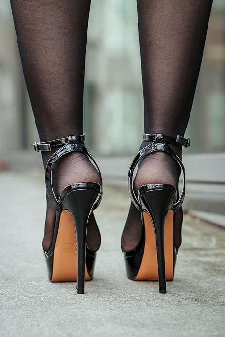 Image of Platform Stiletto High Heels for Women, Round Open Toe Ankle Strap Sexy Heeled Sandals for Wedding Party Dress