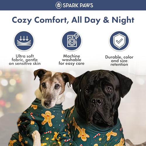 Image of Spark Paws Dog Christmas Pajama, Dog Recovery Suit Male, Onesie, Ultra-Soft and 4-Way Stretch, for Small Medium and Large Breeds - Gingerbread Man - 3XL