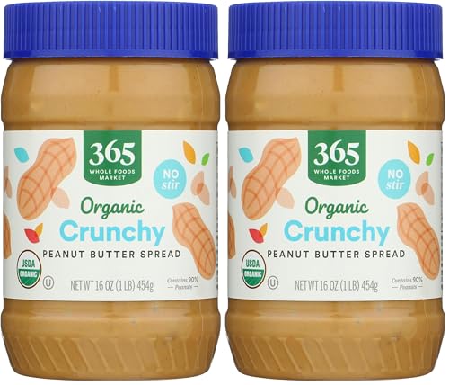 365 by Whole Foods Market, Organic Crunchy Peanut Butter, 16 Ounce (Pack of 2)