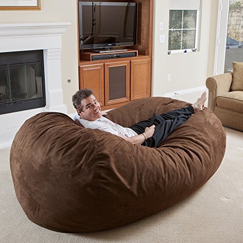 Larson Faux Suede 8-foot Lounge Beanbag Chair Brown by Christopher Knight