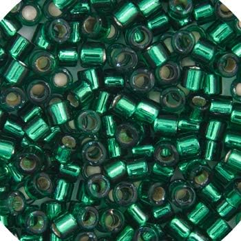 Miyuki Delica 11/0 Emerald Silver Lined-Dyed 50gms Bag of Japanese Glass Beads