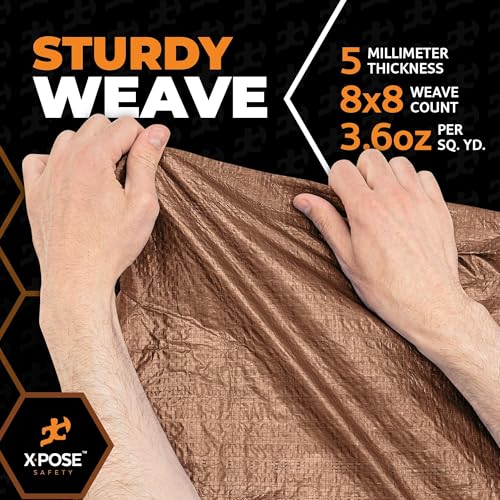 Image of Multipurpose Protective Cover Brown Poly Tarp 30' x 50' - Bulk Full Pallet (54 Pack) Durable, Water Resistant, Weather Resistant - 5 Mil Thick Polyethylene - by Xpose Safety