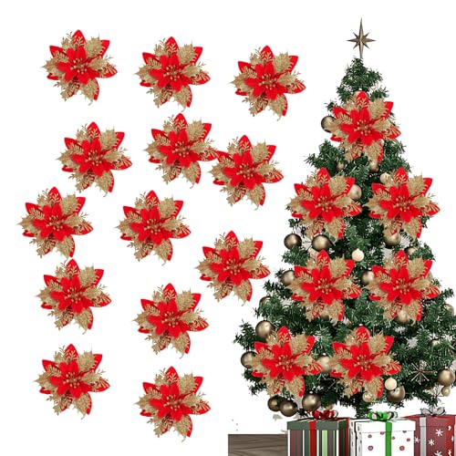 Hanwin Weihnachtsblumen Künstlich 20 Stück, Weihnachtsblumen Mit...