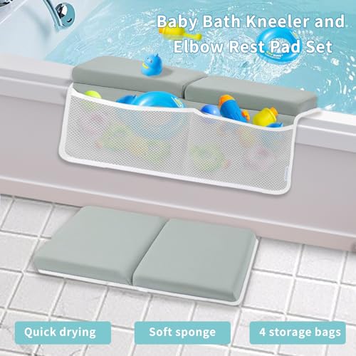 Image of KOMIDK Bath Kneeler and Elbow Rest pad Set for Baby and Toddler Bathing Baby Bath Kneeler and Elbow Rest pad Set Quick Drying, Foldable Non-Slip