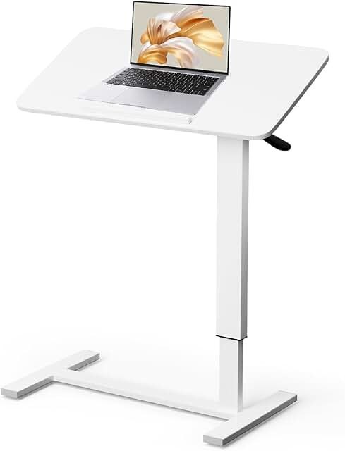 Mobile Standing Desk Portable Pneumatic Laptop Rolling Cart Adjustable H...