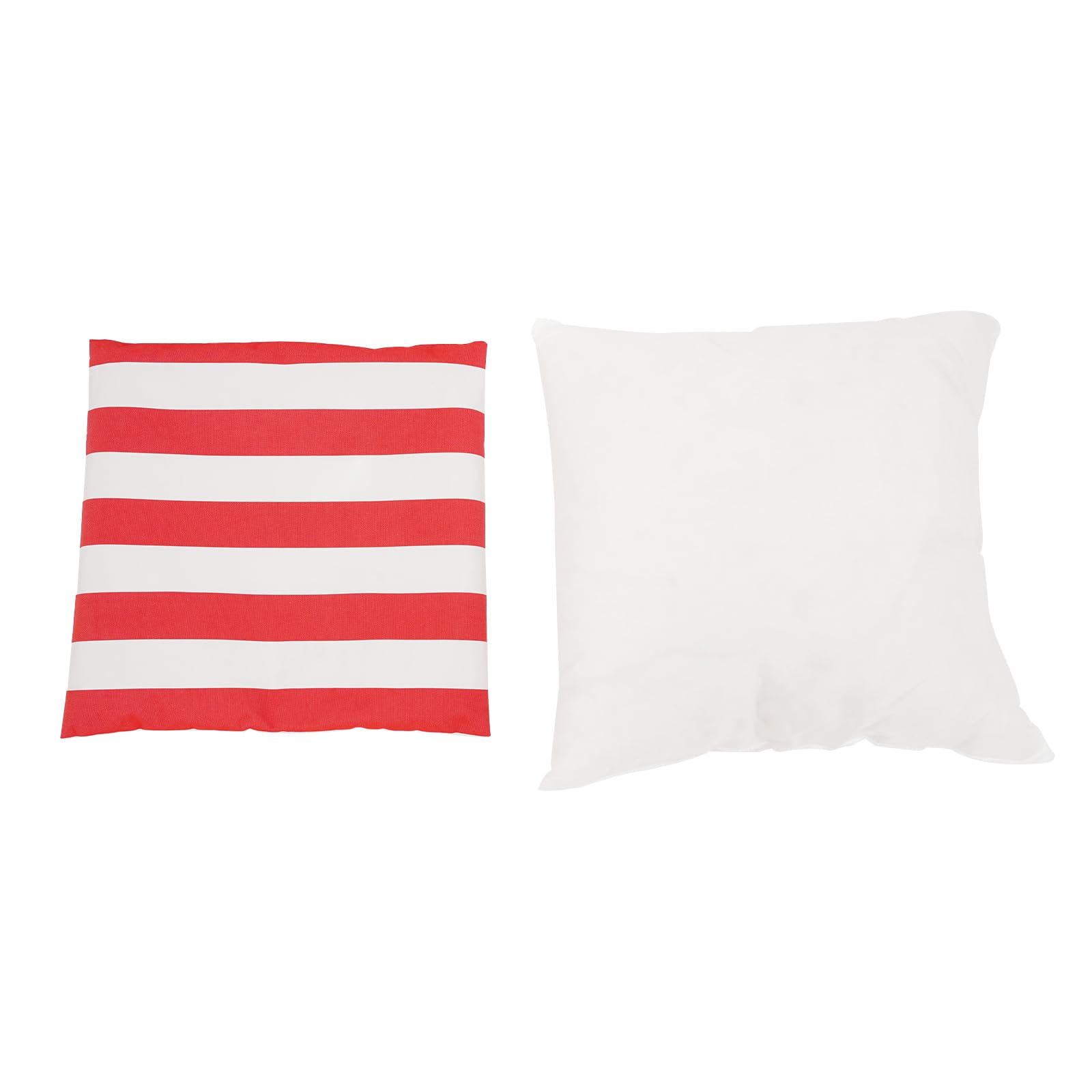 45 x 45 cm, cuscino per esterni, resistente alle intemperie, con chiusura lampo invisibile, quadrato, con imbottitura e rivestimento, impermeabile, a righe, decorazione (rosso, bianco)