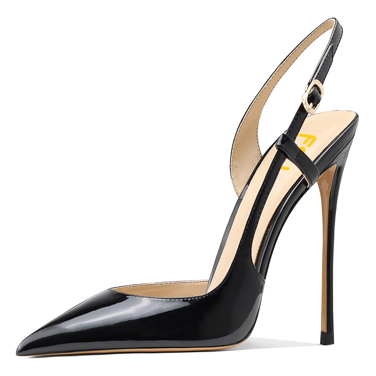FSJ Women's Pointed Toe D'Orsay High Heel Slingback Pumps