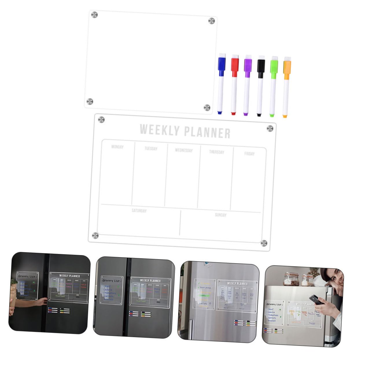 Artibetter Magnetische Whiteboard-tafel für Kühlschrank Acryl-notiztafel Abwischbares Terminplan-whiteboard Stundenplan-magnet To-do-listen-tafel Küche und Büro Geeignet