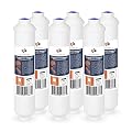 Aquaboon 6-Pack of Inline Post/Carbon Polishing Water Filter Catridge for Reverse Osmosis System Standard Size - Ice Maker Filter - RO Water Filter Replacement Compatible with ICF-10, 6-Pack