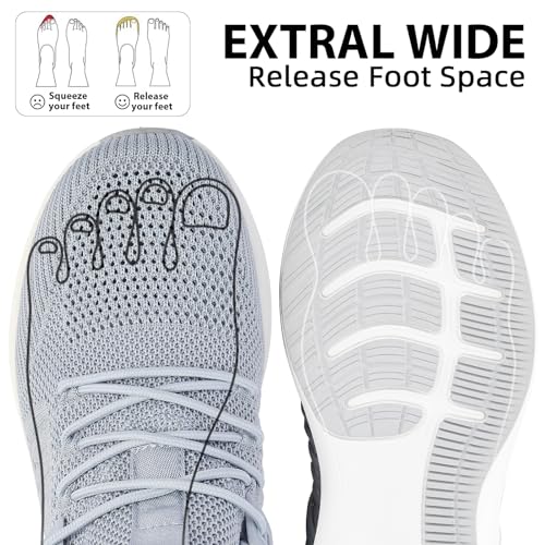 Mens Wide Running Shoes Walking Tennis Shoes Cushioning Wide Sneakers Slip On Sports Work Gym Outdoor Running Sneakers Comfort Lightweight2