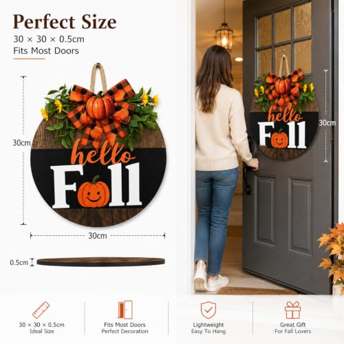 Image of Fall Wreaths for Front Door Thanksgiving Wreath Harvest Pumpkin Autumn Decor (Fall Wreath)