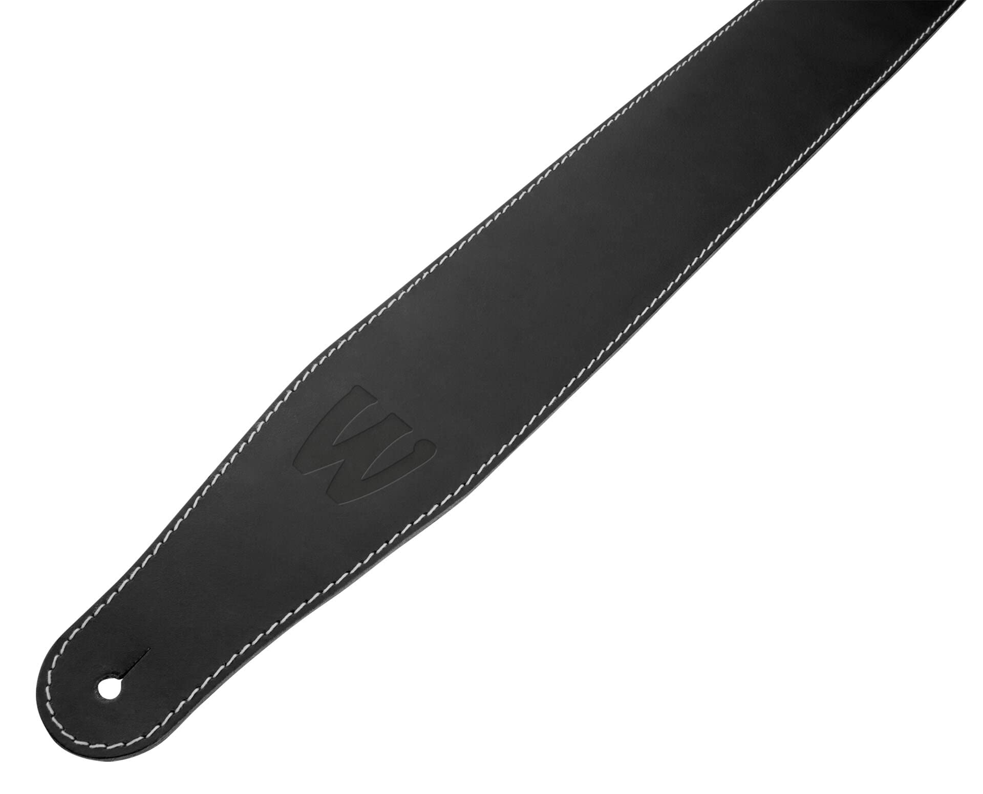 Warwick Teambuilt Genuine Leather Bass Strap - Black, Blind Embossing