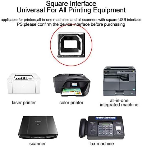 Miniatura 3 de Cable escáner USB de impresora a computadora de alta velocidad A macho a B macho compatible con HP, Canon, Dell, Epson, Lexmark, Xerox, Samsung y