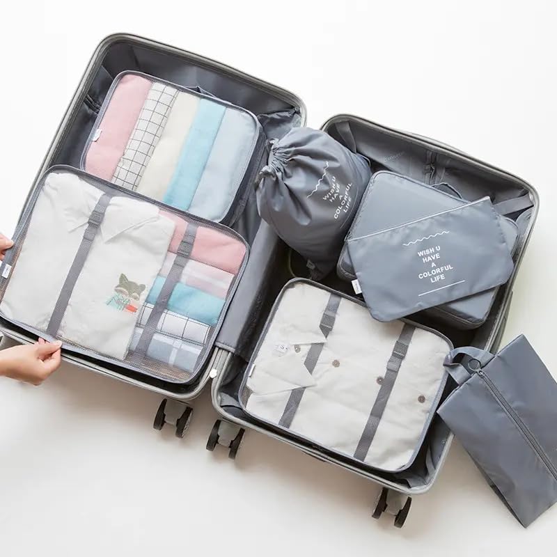 Image of Nightstar 7 Pcs Foldable Luggage and Laundry Bag Pouch Waterproof Travel Toiletry Organizer Garment Storage Bag Portable Packing Cubes (1 Pc) (Grey)