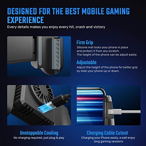 Mobile Game Controller + Active Cooling Fan Phone Radiator Grip, Compatible with iPhone/Android Phone, for PUBGG/Fortnitee/Call of Duty Mobile Games, Cooler Gaming Case Triggers L1R1 Buttons