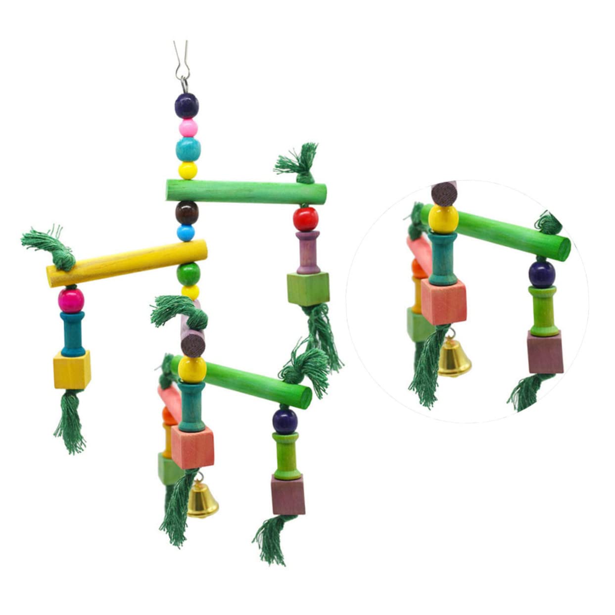 minkissy 3 piezas de madera juguetes para pájaros de madera columpio de pájaros masticar juguete de loro, juguetes de cacatúa, soporte de juego de pájaros, columpio de loro, juguete de loro, columpios
