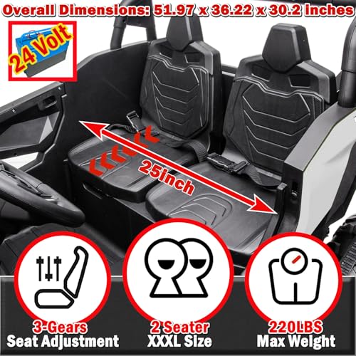 Image of NEWQIDA XXXL 2 Seater 24V Ride On Toys 4x200W Kids Side by Side UTV, White