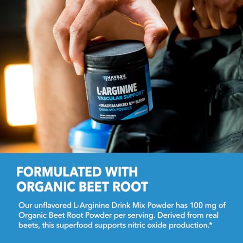Image of L-Arginine Powder - Nitric Oxide Supplement for Men and Women with L-Citrulline and Beet Root - Pre and Post Workout Support for Endurance and Recovery - Unflavored, 1 Month Supply (30 Scoops)