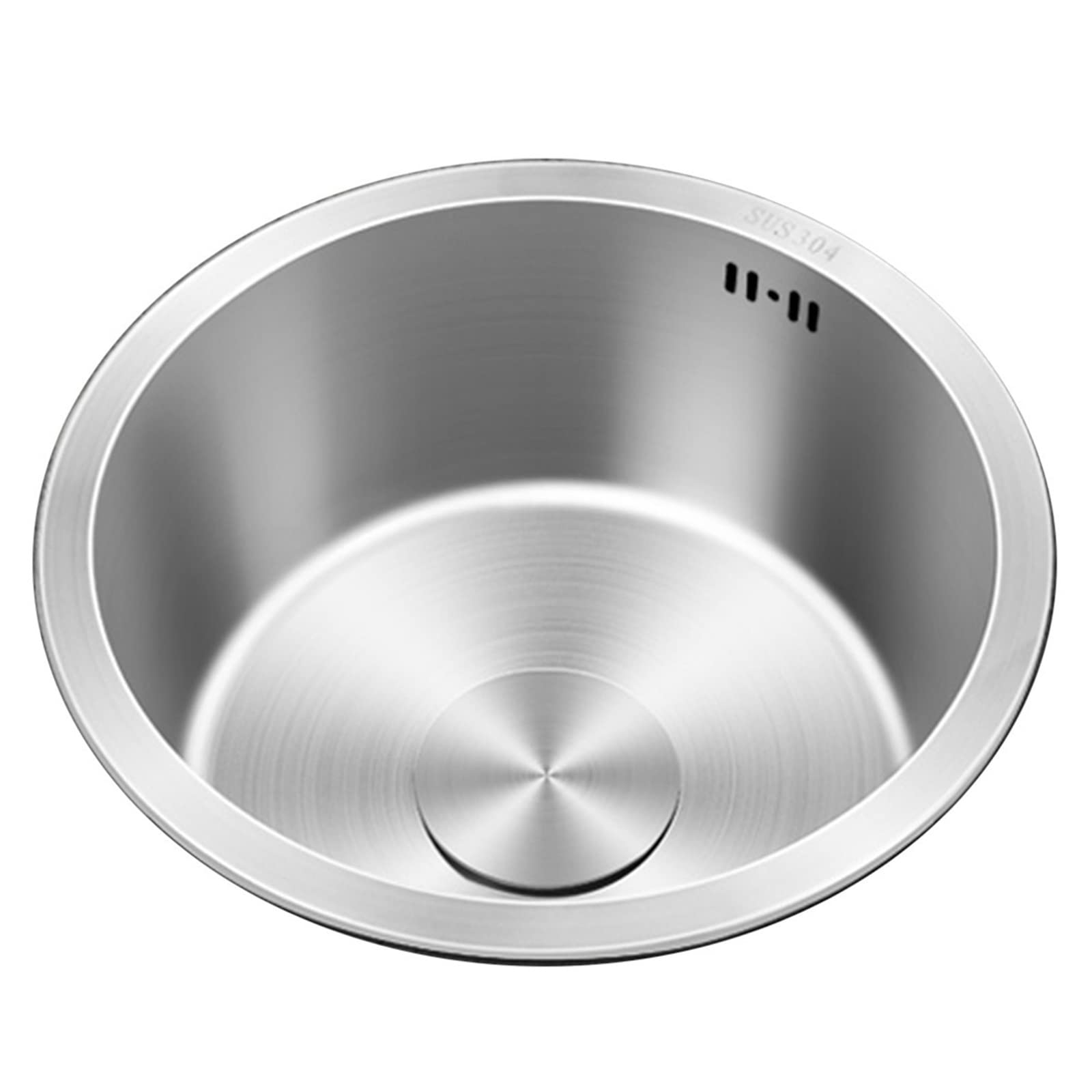 Évier de cuisine rond acier inoxydable noir argenté 36 cm de diamètre