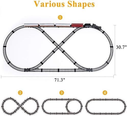 Electric Classical Train Sets with Steam Locomotive Engine, Cargo Car and Tracks, Battery Operated Playset Toy w/ Smoke, Light and Sounds, Perfect for Boys & Girls 3 Years and up